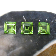 Load image into Gallery viewer, #158 Peridot Trio Square Emerald Cut 0.75cts each