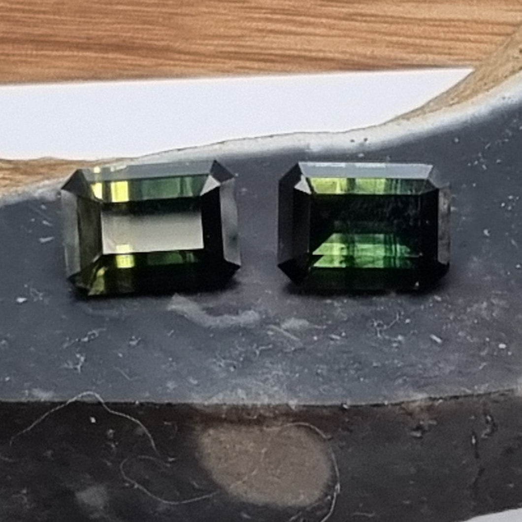 #183,193 Australian Sapphires emerald cut pair 3.1cts, 3.25cts