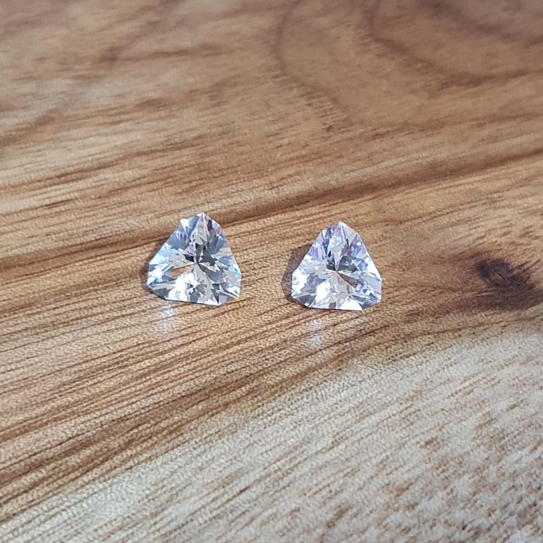 #65,66 Morganite trilliant pair, 1.2cts each