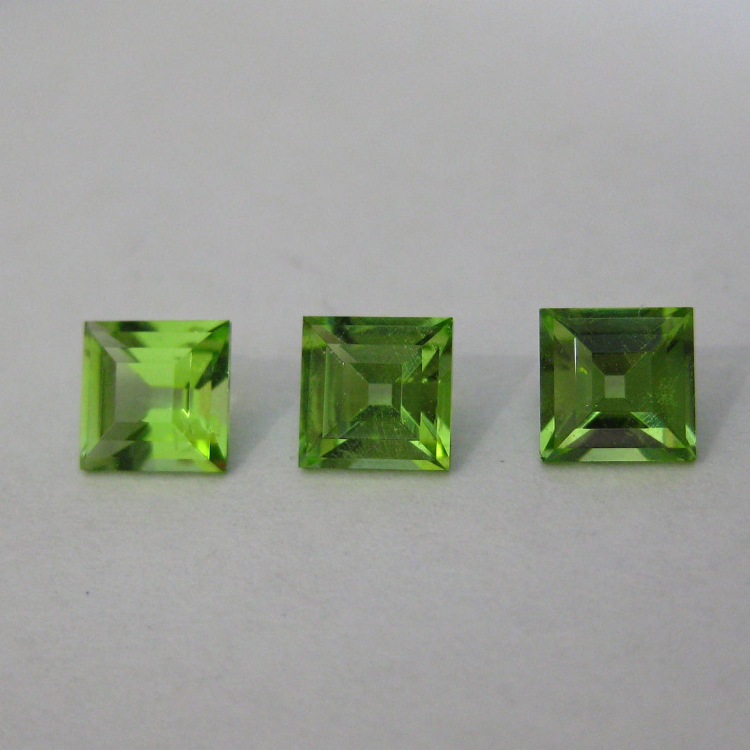 #158 Peridot Trio Square Emerald Cut 0.75cts each